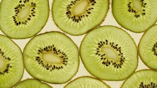 Sliced Kiwi Fruit Overhead Close Up