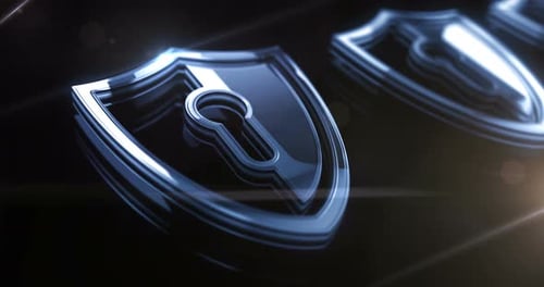 Cyber security and digital network protection metal symbol loop concept