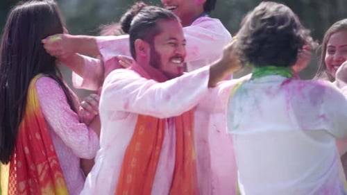 Indian people playing Holi