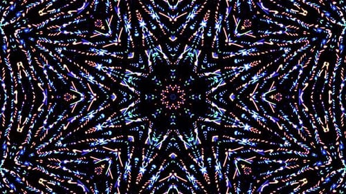 Abstract Glowing Geometric Kaleidoscope Animated Background