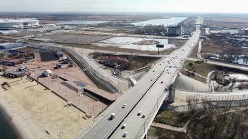 Road Bridge Across the River to the City