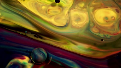 Abstract Colorful Fluid Swirls and Droplets