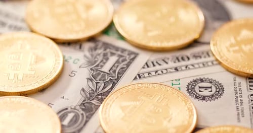 Bitcoin sur billet en papier américain