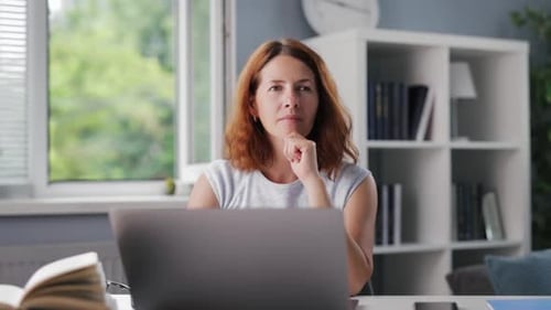 Happy Woman Working at Home