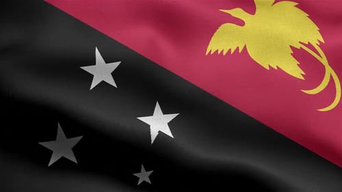 Animación perfecta ondeando de cerca la bandera de Papúa Nueva Guinea
