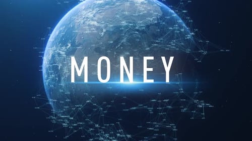 Global Money Network Concept Animation on Rotating Earth