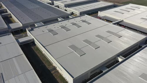 Factory building in city