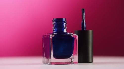 Royal Blue Nail Polish Bottle Close Up
