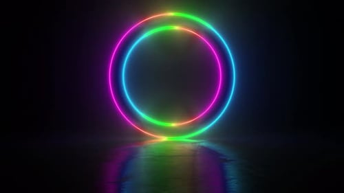 Circle stage multicolored neon light