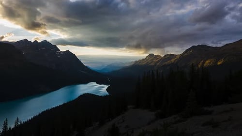 Picturesque Lake and Mountain Range at Sunset