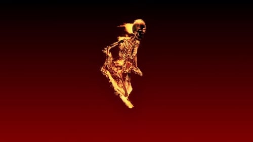 Burning 3D Skeleton Run Looped on Red
