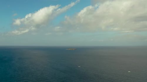 Seascape Blue Sea Sky with Clouds and Islands