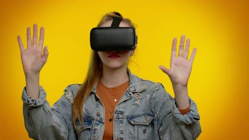 Young Adult Exploring Virtual Reality with VR Headset