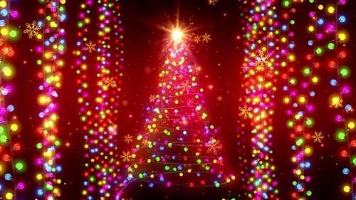 Sparkling Christmas Tree and Colorful Holiday Lights