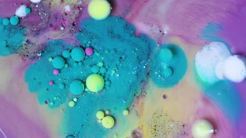 Abstract Liquid Art with Colorful Globules