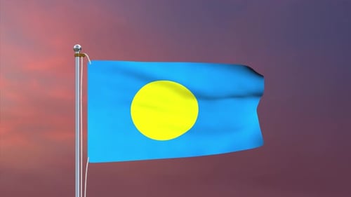 Palau National Flag Waving Animation