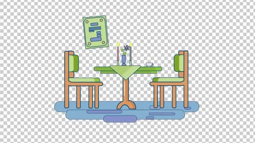 Cartoon Flat Cafe Interior