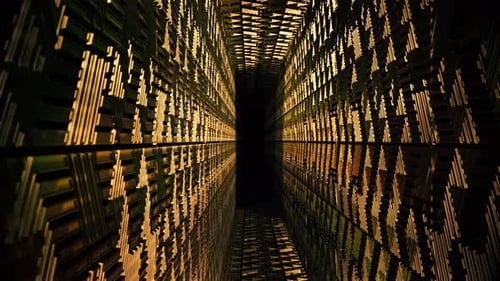 Golden Abstract Geometric Tunnel Moving Loop Background