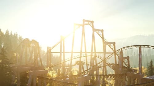 Old Roller Coaster at Sunset