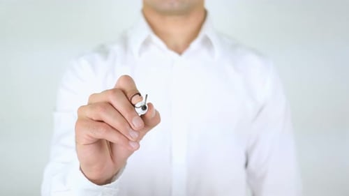 Man Writes Cloud Storage on Clear Surface