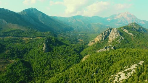 Spectacular View From Drone of Mountains Covered with Green Forests