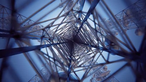 Endless animation of climbing into the top of communication tower. Loopable. HD