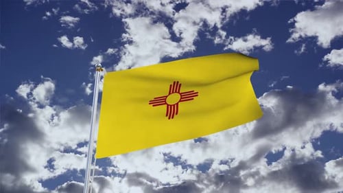 New Mexico State Flag Waving in the Wind