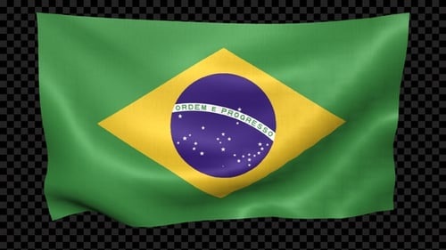 Realistic Waving Brazil Flag Animation with Alpha Channel
