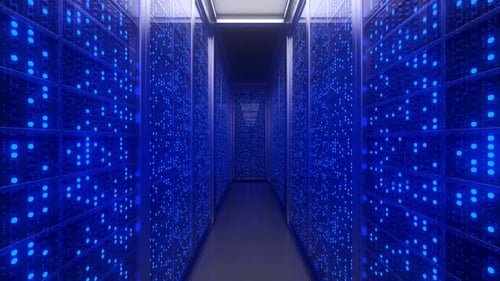 Server racks in server interior room