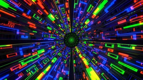 4K Neon Light Tunnel Futuristic Cyberpunk | Technology Motion Background Loop