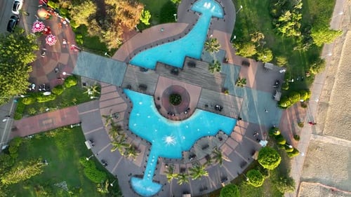 fountain in the park aerial view Turkey Alanya 4 K