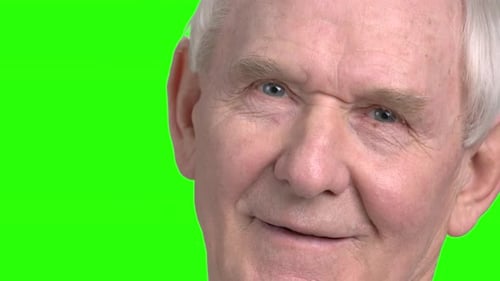 Close Up Old Man Face Motion.