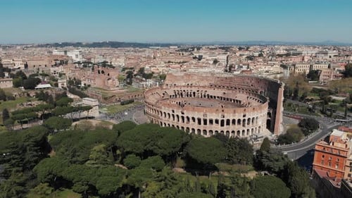 Aerial View of the Colosseum in Rome, Italy