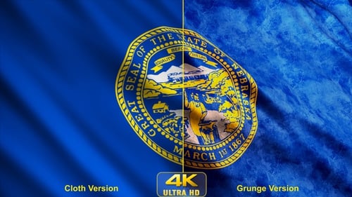 Nebraska State Flag Waving with Great Seal Loop