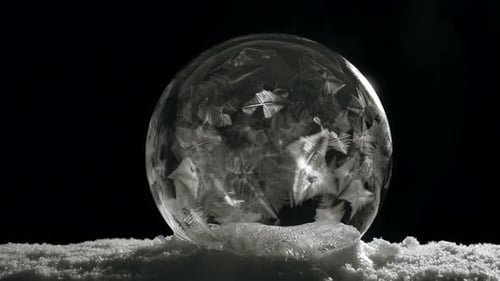 Freezing Ice Ball with Snow Flakes Flower