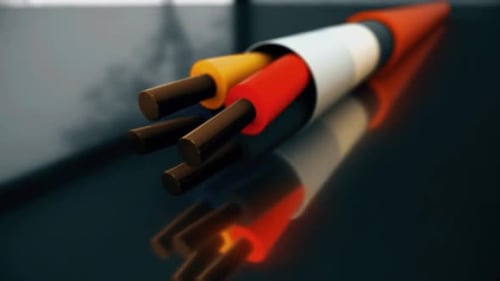 Modern RCA Audio Video Cables Reflective Background Animation