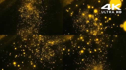 Golden Sparkle Particles Floating Abstract Background