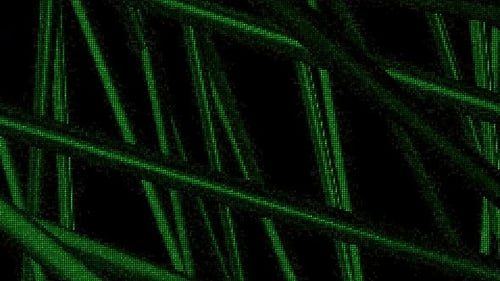 Abstract 3D Dark Green Straight Stripes Flowing Slowly on a Black Background
