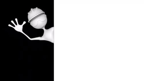 Cartoon 3D Man Show Ads Looped on White
