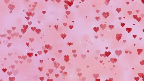 Romantic Red Hearts Falling Animated Background