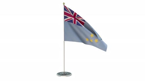 Tuvalu Flag Waving on Pole Animation