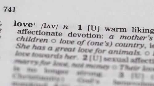 Dictionary Definition of the Word Love Close Up
