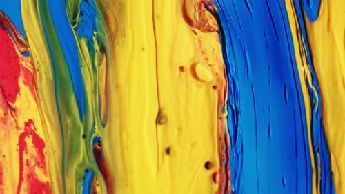 Multicolor Background with Abstract Paint, Black, Yellow, Red, Purple and Blue Colors.