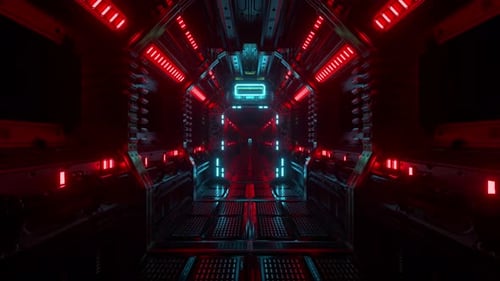 Flying Into Spaceship Tunnel Scifi Spaceship Corridor
