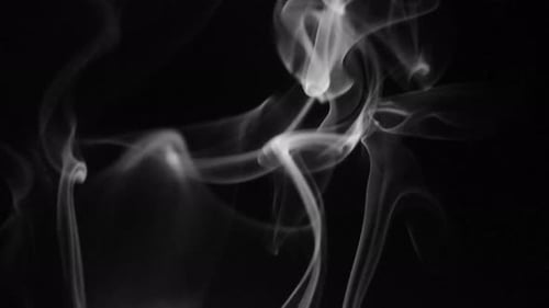 Wispy White Smoke Rising on Black Background