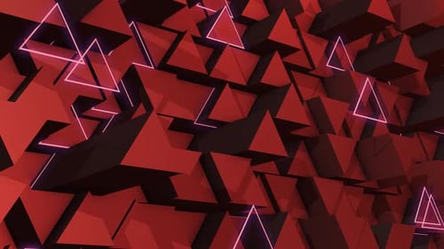 Dynamic Geometric Triangle Pattern with Pink Neon Outline