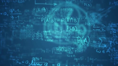 Animated Mathematical Equations and Graphs for Science Background