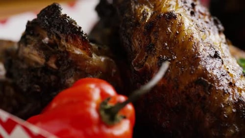 Grilled Chicken Close-up with Red Pepper