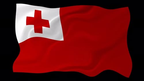 Waving Flag of Tonga with Realistic Fabric Simulation