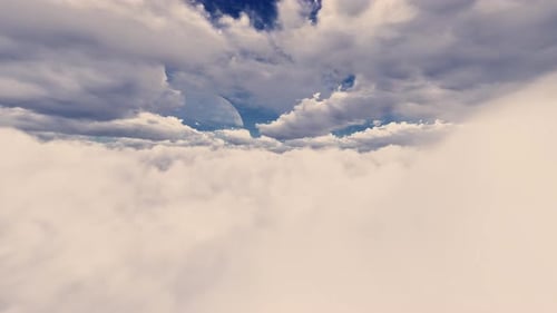 Flying On Day Light Sky Clouds 01 4K